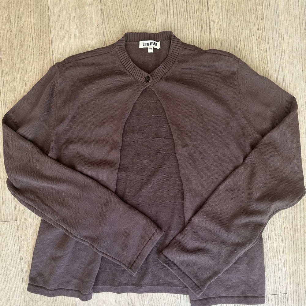 Djerf Avenue Button Up Cardigan Cocoa